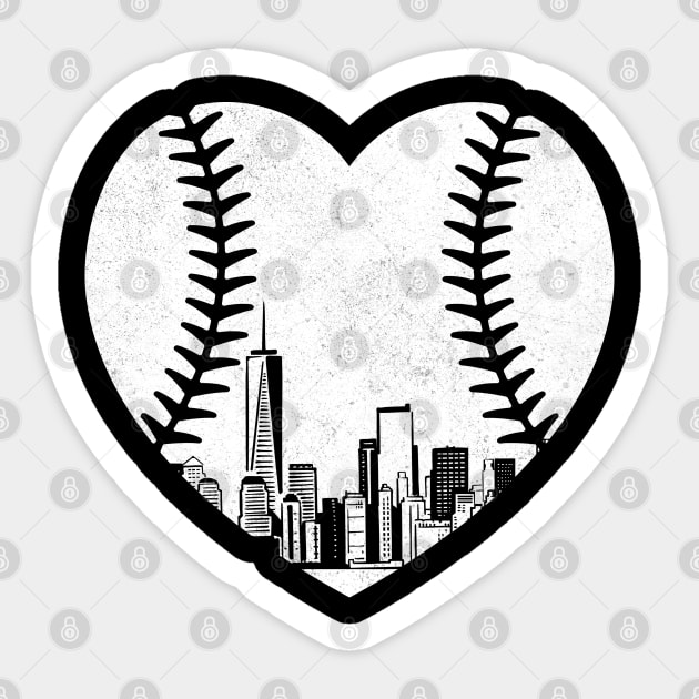 Baseball Heart New York Skyline Sticker by The WYLD Tribe